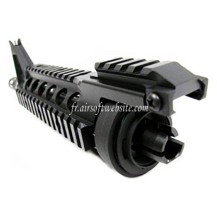 E&C CNC Aluminum RIX RAS Avant Set Rail de Garde-Main avec 9.5 Pouces Canon Extérieur Convient pour M4 M16 Série AEG Fusil Airsoft Noir