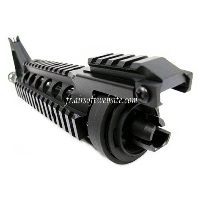 E&C CNC Aluminum RIX RAS Avant Set Rail de Garde-Main avec 9.5 Pouces Canon Extérieur Convient pour M4 M16 Série AEG Fusil Airsoft Noir