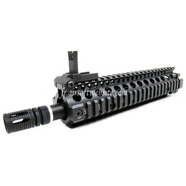 E&C CNC Aluminum M18 RAS Avant Set Rail de Garde-Main avec 9 Pouces Canon Extérieur Convient pour M4 M16 M18 Série AEG Fusil Airsoft Noir
