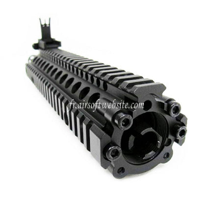 E&C CNC Aluminum M18 RAS Avant Set Rail de Garde-Main avec 9 Pouces Canon Extérieur Convient pour M4 M16 M18 Série AEG Fusil Airsoft Noir