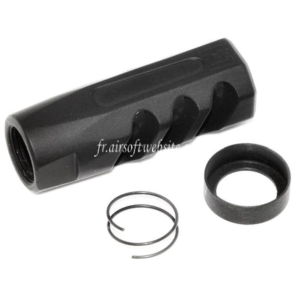 APS EMG Licensed F1 Firearms CMB Flat Faced Frein de Bouche Cache-Flamme Convient pour -14mm CCW sens antihoraire Canon Fusil Airsoft