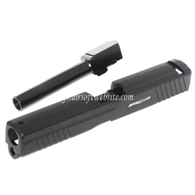 APS Aluminum Glissière avec Canon Convient pour ACP601 / Tokyo Marui G17 GBB Pistolet Airsoft Noir