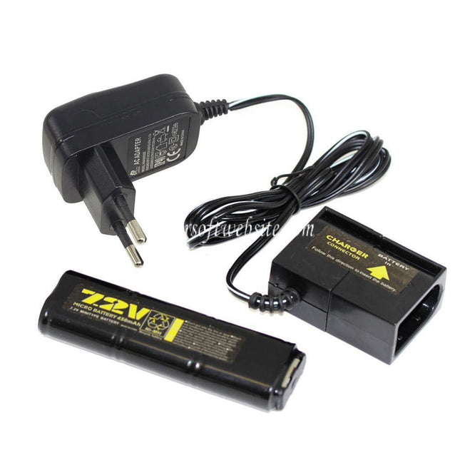 WELL 7.2V 450mAh Ni-MH Batterie et 220V EU Plug Chargeur Convient pour Vz61 Scorpion / MP7 / MAC10 / R2 / R4 AEG Airsoft