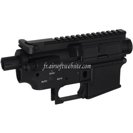 E&C Marine M4A1 Métal Boîtier Set (Logo gravé) Convient pour E&C Tokyo Marui M4 M16 Série AEG Fusils Airsoft Noir