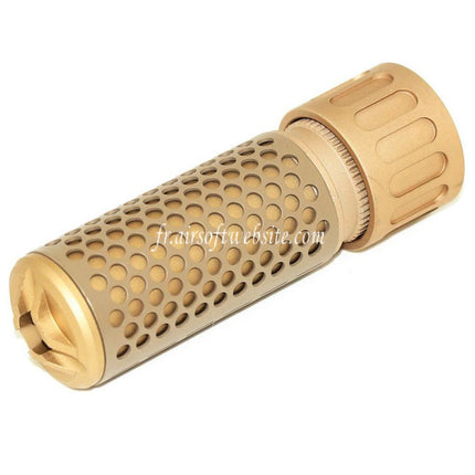 Airsoft Website 125mm 5 Pouces 5.56 Style QDC Silencieux avec Frein de Bouche Convient pour -14mm CCW sens antihoraire Canon Fusil Airsoft Tan