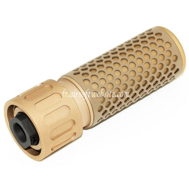 Airsoft Website 125mm 5 Pouces 5.56 Style QDC Silencieux avec Frein de Bouche Convient pour -14mm CCW sens antihoraire Canon Fusil Airsoft Tan