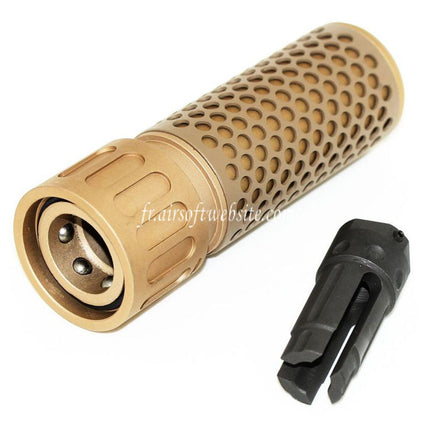 Airsoft Website 125mm 5 Pouces 5.56 Style QDC Silencieux avec Frein de Bouche Convient pour -14mm CCW sens antihoraire Canon Fusil Airsoft Tan