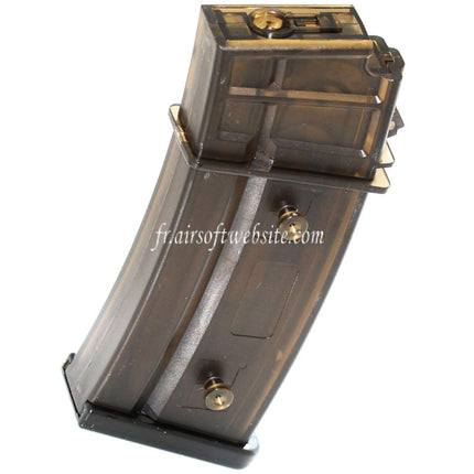 CYMA 130 Billes Mid-Cap Chargeur Convient pour G36 Série AEG Fusil Airsoft Translucide Brun
