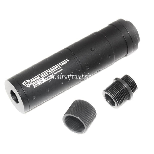 APS Silencieux avec Adaptateur -14mm -12mm CCW sens antihoraire Convient pour ACP601 606 Black Hornet Tokyo Marui G17 Série GBB Pistolet Airsoft
