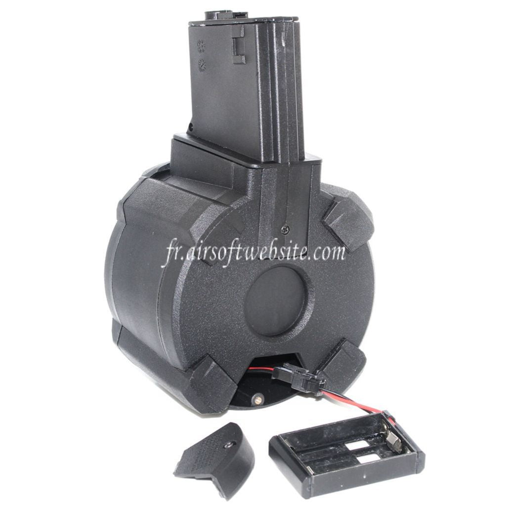 BATTLEAXE 1400 Billes Électrique Chargeur Tambour Convient pour M4 M16 Série AEG Fusil Airsoft Noir