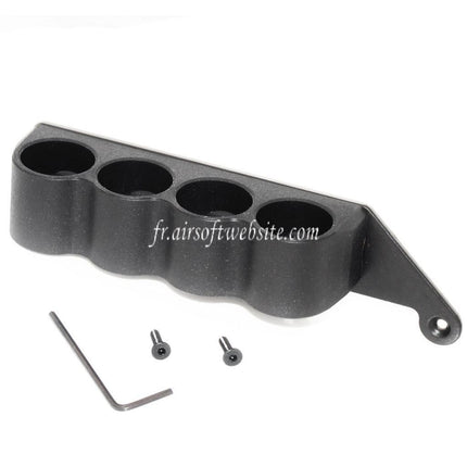 CYMA 6pièces (30 Billes each) Plastique Chasse Cartouche Chargeur avec 4-Cartouche Collecteur Sac Métal Carrier Convient pour CYMA Tokyo Marui M870 Shotgun Airsoft