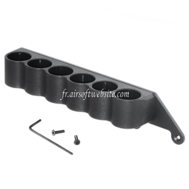 CYMA 6pièces (30 Billes each) Plastique Chasse Cartouche Chargeur avec 6-Cartouche Collecteur Sac Métal Carrier Convient pour CYMA Tokyo Marui M870 Shotgun Airsoft