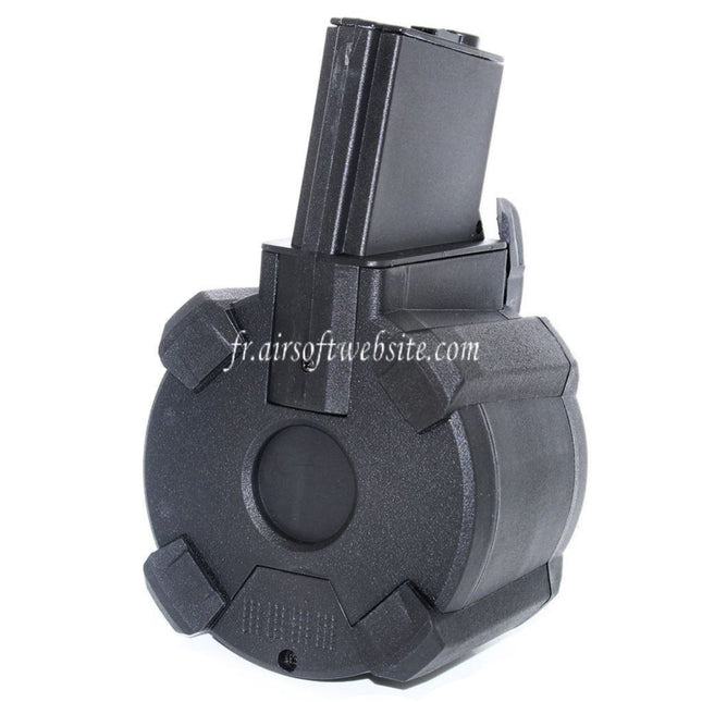 BATTLEAXE 1400 Billes Contrôle du son Électrique Chargeur Tambour Convient pour M4 M16 Série AEG Fusil Airsoft Noir