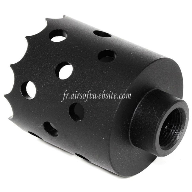 Airsoft Website 43mm/55mm Hole Saw Attack Style Métal Frein de Bouche Cache-Flamme Convient pour -14mm CCW sens antihoraire Canon Fusil Noir