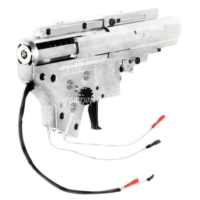 APS Quick Change Spring System Ambidextrous Silver Edge Extreme 8mm German Bearing V2 Version 2 Vitesse Boîte Convient pour M4 M16 Série AEG EBB Fusil Airsoft Arrière Câblage