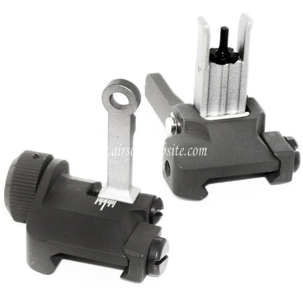 Airsoft Website KAC Style 300M Métal Rabattable Guidon Hausse Set Convient pour MK18 MOD-1 M4 M16 AEG Fusil Noir/Argent