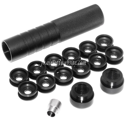 Airsoft Website 146mm 5.75 Pouces Noise Damping Bowl Silencieux Canon Extension Tube +/-14mm CW/CCW fileté Canon Airsoft