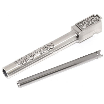 Archives Custom Motif Sculpté Canon Interne Extérieur Set Convient pour WE (WE-TECH) G34 G35 GBB Pistolet Airsoft Argent