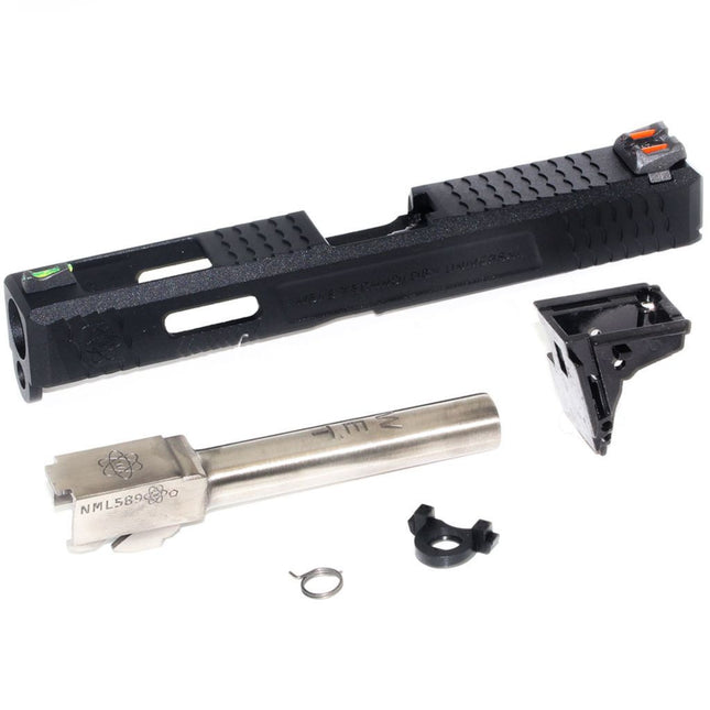 Archives Custom WE (WE-TECH) Canon Extérieur Glissière Set avec Marteau et Fibre Optique Guidon Hausse Convient pour AW WE Tokyo Marui G17 GBB Pistolet Airsoft