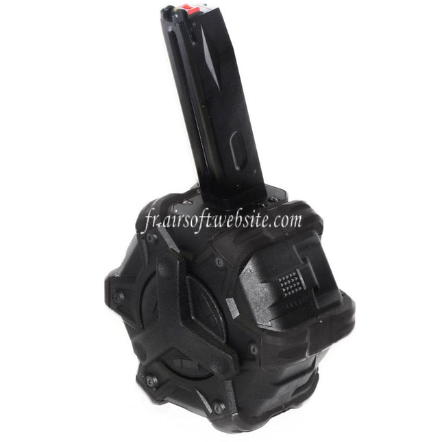 Armorer Works AW Custom 350 Billes Gaz Adaptive Chargeur Tambour Convient pour AW MB Série / KJW / WE (WE-TECH) / Tokyo Marui M9 M92 GBB Pistolet Airsoft