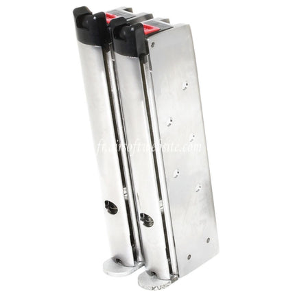 Armorer Works AW 32 Billes Double Canon Gaz Chargeur Convient pour AW MX Série / WE Double Canon 1911 Série GBB Pistolet Airsoft Argent (Skull Cam Plaque Base)