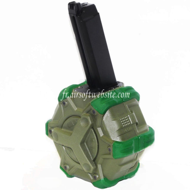 WE (WE-TECH) 350 Billes Gaz Chargeur Tambour Convient pour G17 G18C G-Série GBB Pistolet Airsoft