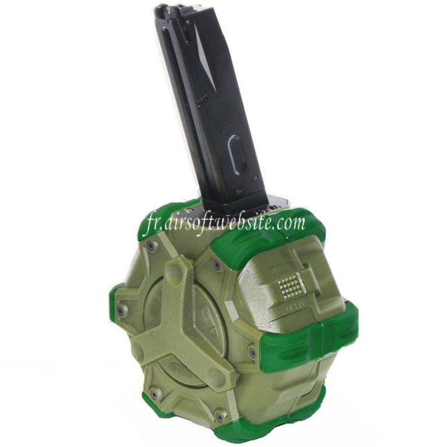 WE (WE-TECH) 350 Billes Gaz Chargeur Tambour Convient pour AW MB Série / KJW / WE / Tokyo Marui M9 M92 GBB Pistolet Airsoft