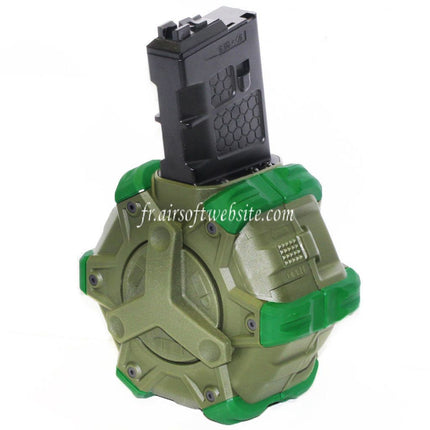 WE (WE-TECH) 350 Billes Gaz Chargeur Tambour Convient pour WE (WE-TECH) Open Bolt Type L85 / SCAR-L / R5C / T65 / HK416 / AR M4 M16 GBB Fusil Airsoft