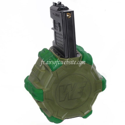 WE (WE-TECH) 350 Billes Gaz Chargeur Tambour Convient pour WE (WE-TECH) Open Bolt Type L85 / SCAR-L / R5C / T65 / HK416 / AR M4 M16 GBB Fusil Airsoft