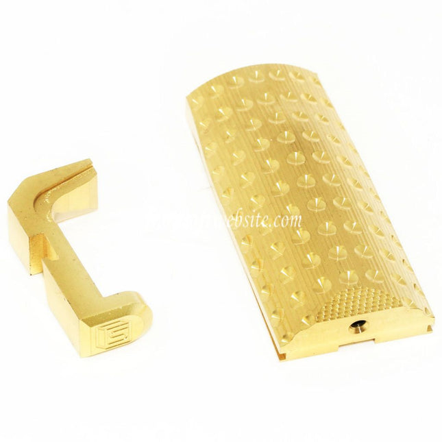 EMG Licensed SAI Lourd Backstrap et Chargeur Release Convient pour SAI BLU COMPACT GBB Pistolet Airsoft Or