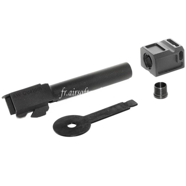 Armorer Works AW VX Canon Extérieur Kit avec Compensateur MOD-1 Convient pour AW VX7 Série / EMG SAI BLU Standard / ISSC M22 / Lonewolf / Tokyo Marui / WE G17 G18C GBB Pistolet Airsoft