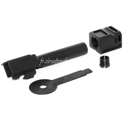 Armorer Works AW VX Canon Extérieur Kit avec Compensateur MOD-1 Convient pour AW VX9 Série / EMG SAI BLU COMPACT / Tokyo Marui / WE G19 GBB Pistolet Airsoft
