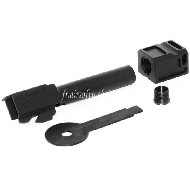 Armorer Works AW VX Canon Extérieur Kit avec Compensateur MOD-1 Convient pour AW VX9 Série / EMG SAI BLU COMPACT / Tokyo Marui / WE G19 GBB Pistolet Airsoft