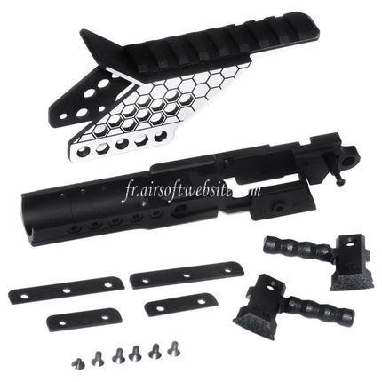 Armorer Works AW Pre-drilled HX Milieu Châssis avec Optique Montage et Rapide Chargement Poignée Convient pour AW WE Tokyo Marui Hi-Capa Série GBB Pistolet Airsoft Noir/Argent