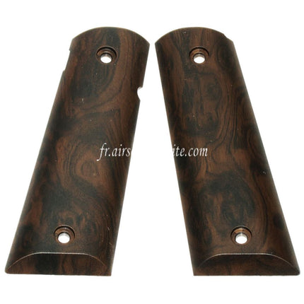 Armorer Works AW Imitation Bois Poignée Couvre Convient pour BELL ARMY AW WE KJ Tokyo Marui M1911 M.E.U Série 70 M45A1 WARRIOR GBB Pistolet Airsoft Brun foncé