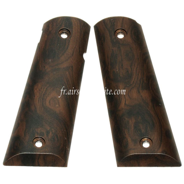 Armorer Works AW Imitation Bois Poignée Couvre Convient pour BELL ARMY AW WE KJ Tokyo Marui M1911 M.E.U Série 70 M45A1 WARRIOR GBB Pistolet Airsoft Brun foncé