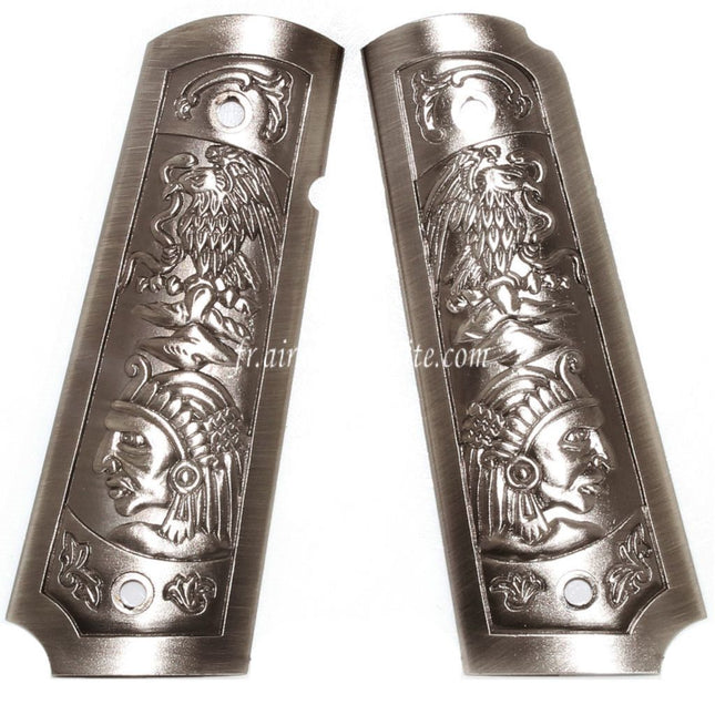 WE (WE-TECH) Sculpté Plastique Poignée Couvre Convient pour DOUBLE BELL ARMY AW WE KJ Tokyo Marui M1911 M.E.U Série 70 M45A1 WARRIOR GBB Pistolet Airsoft Gris Argenté