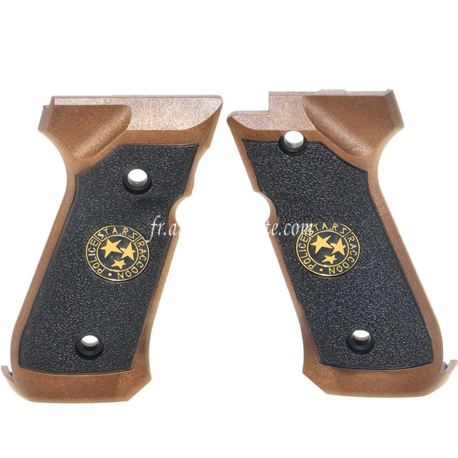 WE (WE-TECH) Polymère BIO Poignée Couvre Convient pour KJ Tokyo Marui WE M9 M92 M92F Série GBB Pistolet Airsoft Noir/Brun