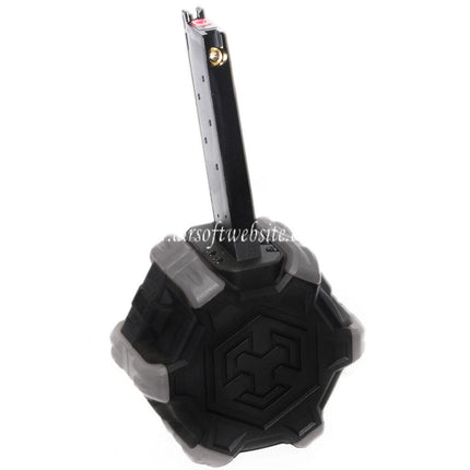 Armorer Works AW Custom 350 Billes Gaz Adaptive Chargeur Tambour Convient pour EMG SAI Red / AW NE Série / WE (WE-TECH) Single Stack 1911 GBB Pistolet Airsoft