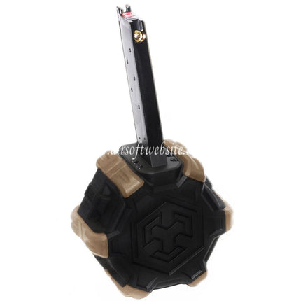 Armorer Works AW Custom 350 Billes Gaz Adaptive Chargeur Tambour Convient pour EMG SAI Red / AW NE Série / WE (WE-TECH) Single Stack 1911 GBB Pistolet Airsoft