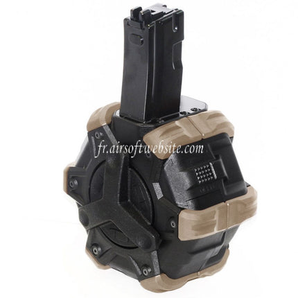 Armorer Works AW Custom 350 Billes Gaz Adaptive Chargeur Tambour Convient pour WE (WE-TECH) AP APACHE MP5 Série GBB Fusil Airsoft