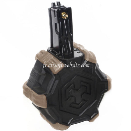 Armorer Works AW Custom 350 Billes Gaz Adaptive Chargeur Tambour Convient pour WE (WE-TECH) AP APACHE MP5 Série GBB Fusil Airsoft