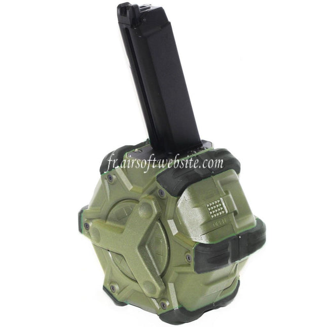 WE (WE-TECH) 350 Billes Gaz Chargeur Tambour Convient pour G17 G18C G-Série GBB Pistolet Airsoft