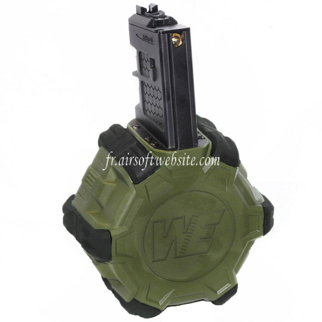 WE (WE-TECH) 350 Billes Gaz Chargeur Tambour Convient pour WE (WE-TECH) Open Bolt Type L85 / SCAR-L / R5C / T65 / HK416 / AR M4 M16 GBB Fusil Airsoft