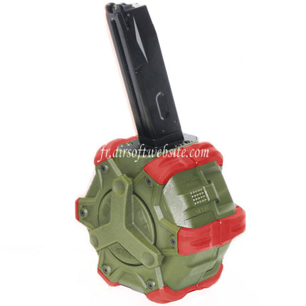 WE (WE-TECH) 350 Billes Gaz Chargeur Tambour Convient pour AW MB Série / KJW / WE / Tokyo Marui M9 M92 GBB Pistolet Airsoft