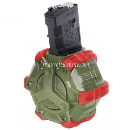 WE (WE-TECH) 350 Billes Gaz Chargeur Tambour Convient pour WE (WE-TECH) Open Bolt Type L85 / SCAR-L / R5C / T65 / HK416 / AR M4 M16 GBB Fusil Airsoft