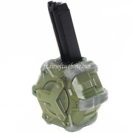 WE (WE-TECH) 350 Billes Gaz Chargeur Tambour Convient pour G17 G18C G-Série GBB Pistolet Airsoft