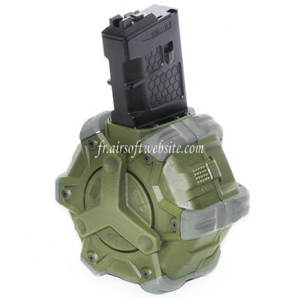 WE (WE-TECH) 350 Billes Gaz Chargeur Tambour Convient pour WE (WE-TECH) Open Bolt Type L85 / SCAR-L / R5C / T65 / HK416 / AR M4 M16 GBB Fusil Airsoft