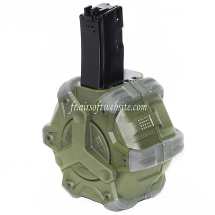 WE (WE-TECH) 350 Billes Gaz Chargeur Tambour Convient pour WE (WE-TECH) AP APACHE MP5 Série GBB Fusil Airsoft