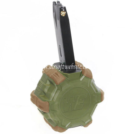 WE (WE-TECH) 350 Billes Gaz Chargeur Tambour Convient pour AW MB Série / KJW / WE / Tokyo Marui M9 M92 GBB Pistolet Airsoft